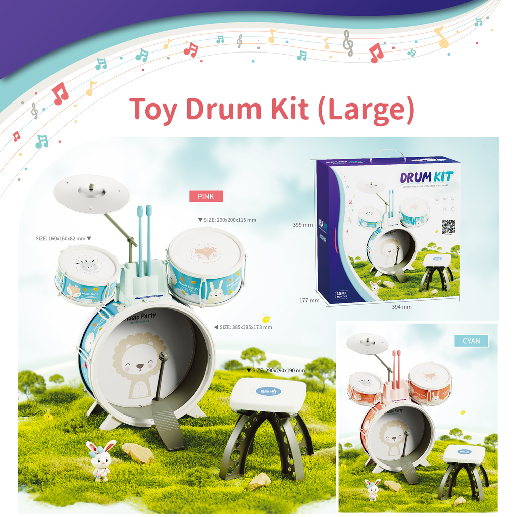 Toy Drum Set with Stool (Large)