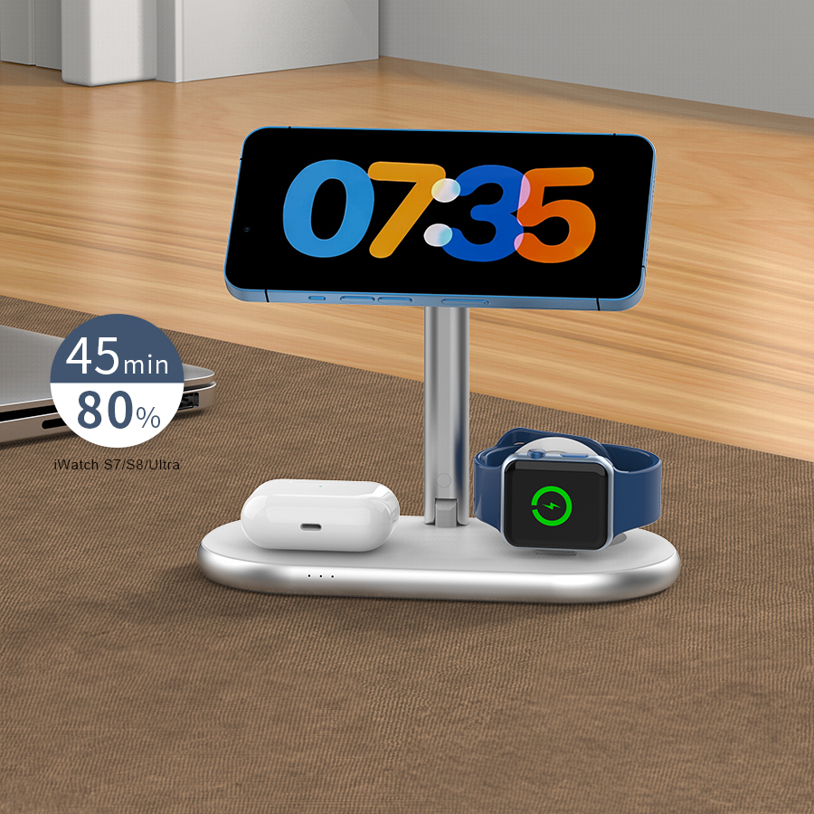 3-in-1 Qi2 Charger with Apple Watch Charger and Small Wireless Charger